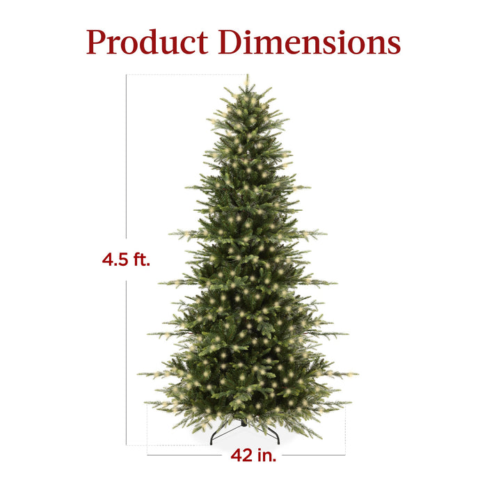 Sapin de Noël artificiel pré-éclairé en peuplier noble avec support en métal