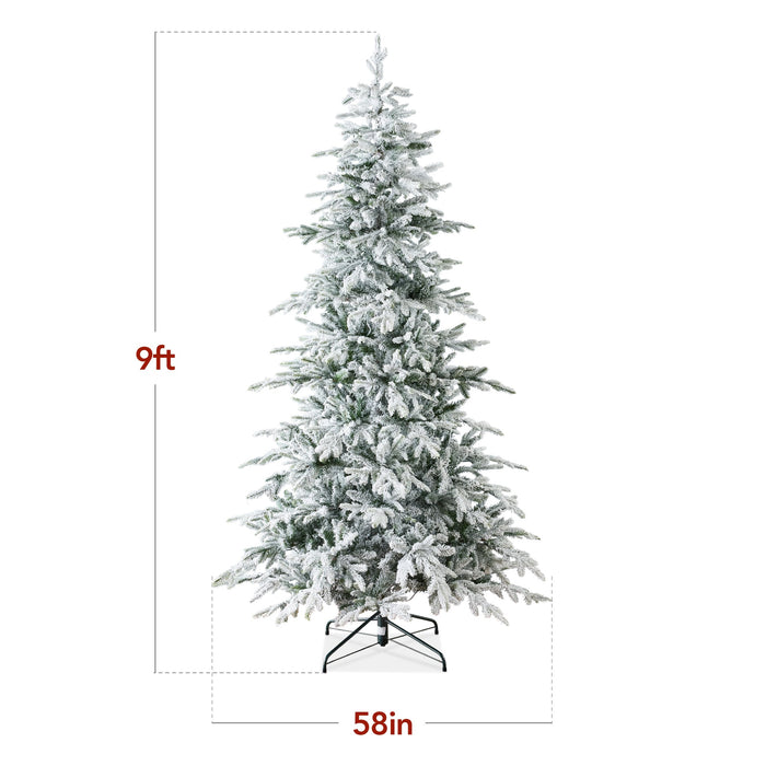 Pre-Lit Flocked Artificial Aspen Noble Fir Christmas Tree w/ Metal Stand