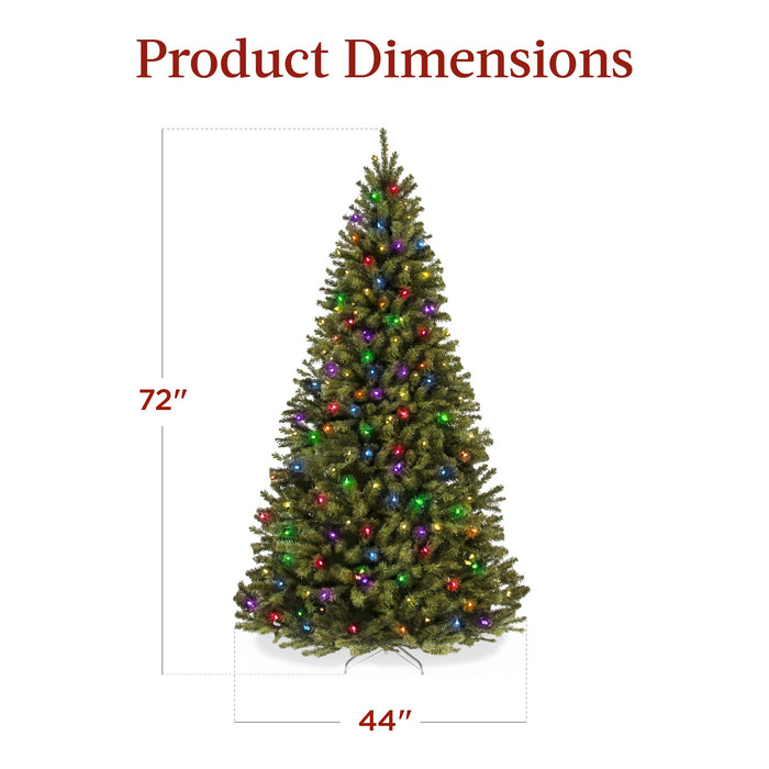 Pre-Lit Artificial Spruce Christmas Tree w/ Multicolored LED Lights