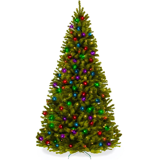 Pre-Lit Artificial Spruce Christmas Tree w/ Multicolored LED Lights