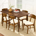 7-Piece Mid-Century Modern Dining Set, Wood Upholstered w/ 6 Chairs