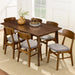 7-Piece Mid-Century Modern Dining Set, Wood Upholstered w/ 6 Chairs