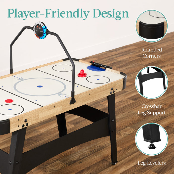 Table de jeu de hockey sur air avec lumières LED, tableau de bord, moteur puissant - 54 po