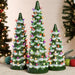 Set of 3 Pre-Lit Ceramic Tabletop Christmas Trees