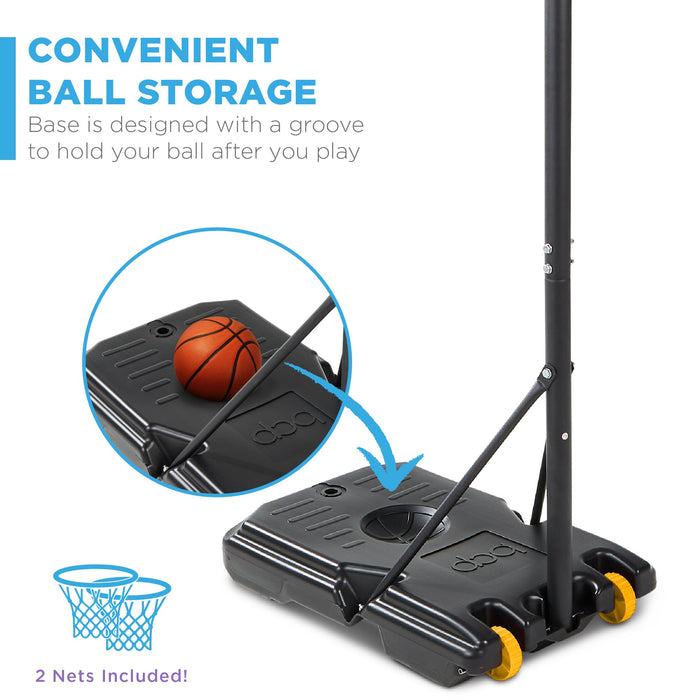 Kids Height-Adjustable Basketball Hoop, Portable Backboard System w/ Wheels