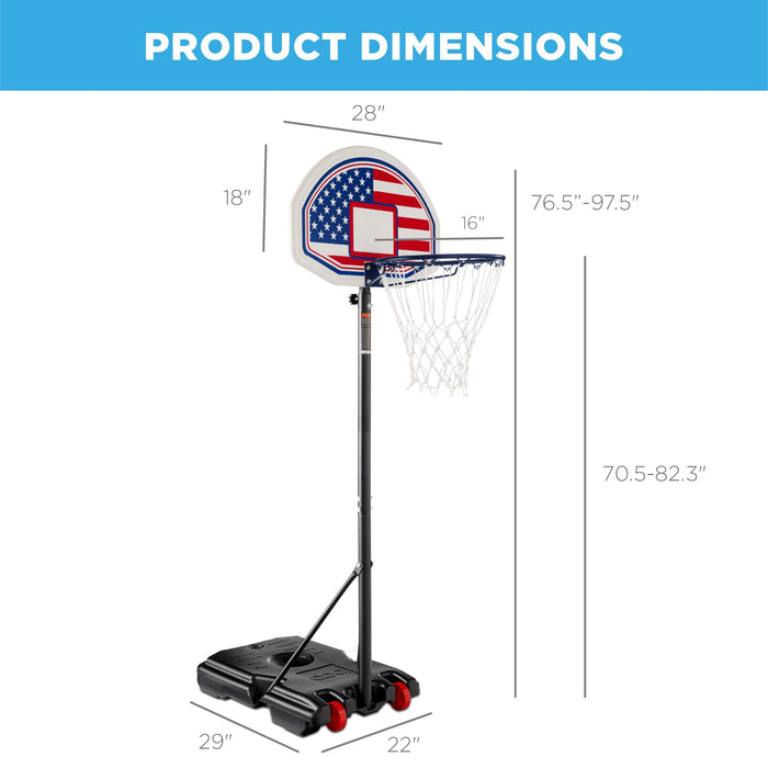 Kids Height-Adjustable Basketball Hoop, Portable Backboard System w/ Wheels