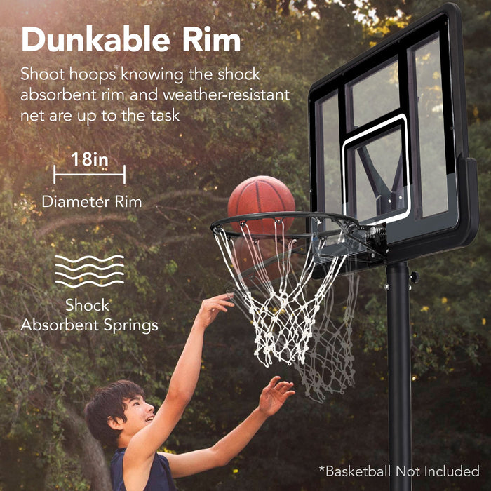 Panier de basket-ball réglable de taille réglementaire avec base remplissable, 2 roues