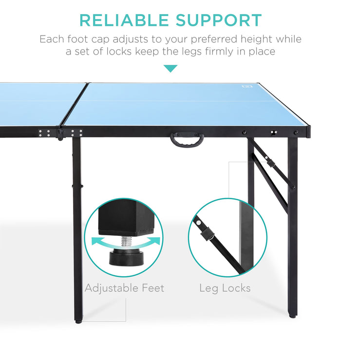 Ensemble de jeu de ping-pong portable avec raquettes et balles - 6 x 3 pieds