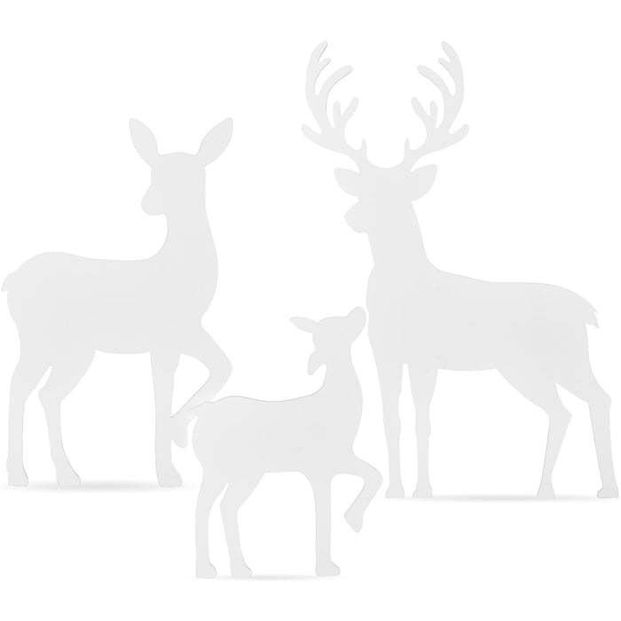 3-Piece 2D Deer Family Silhouette Yard Decoration w/ Buck, Doe, Fawn - 46in