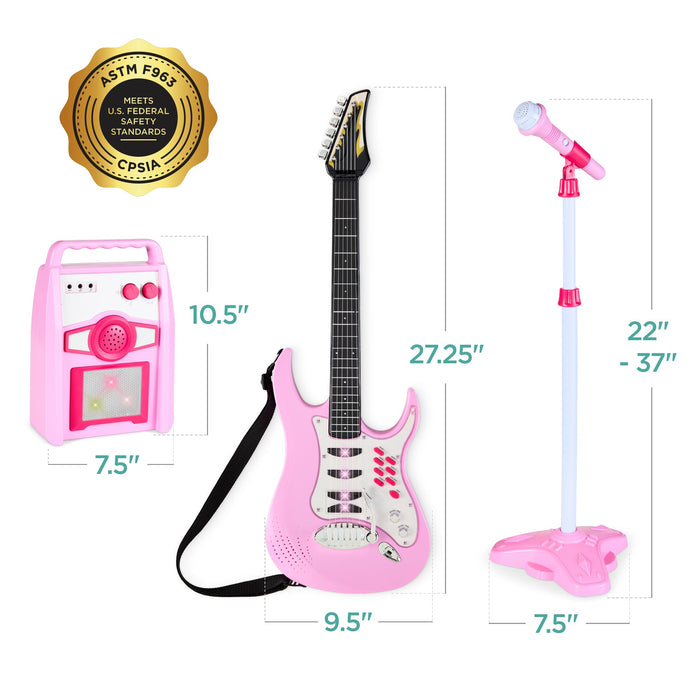 Kids Electric Guitar Toy Play Set w/ 6 Songs, Microphone, Amp