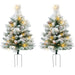 Set of 2 Pre-Lit Pathway Christmas Trees w/ Pine Cones, Timer - 24.5in