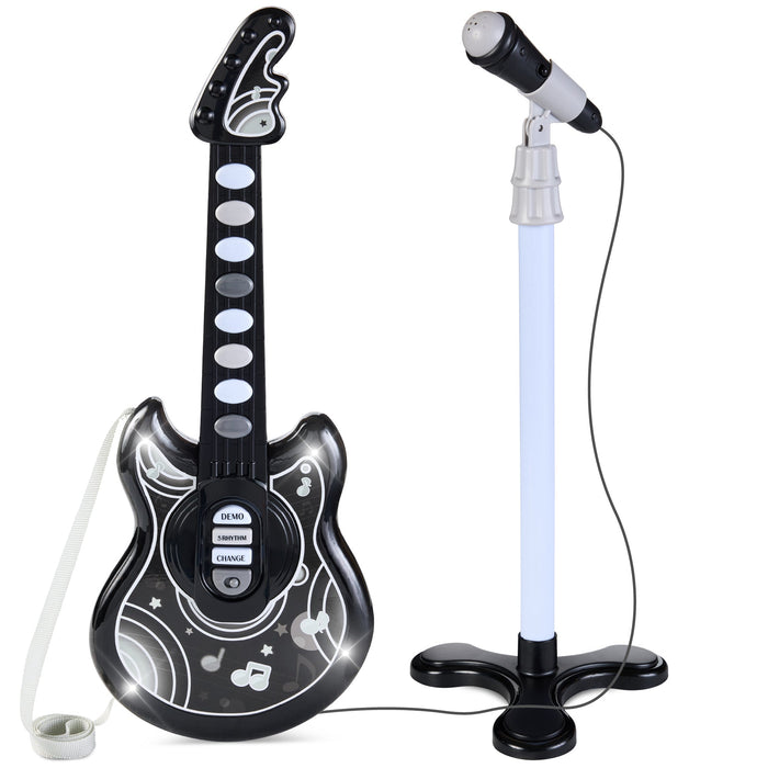 Kids Pretend Play Guitar Musical Instrument Toy w/ Microphone, Stand - 19in