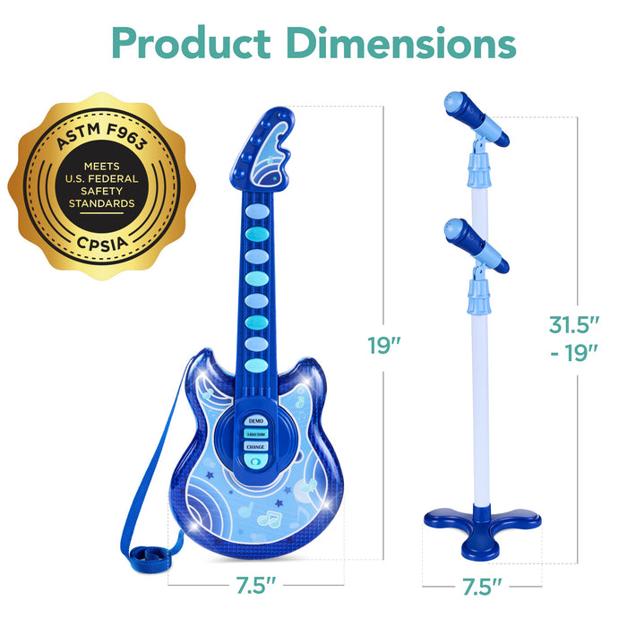 Jouet de guitare pour enfants avec microphone et support - 19 pouces