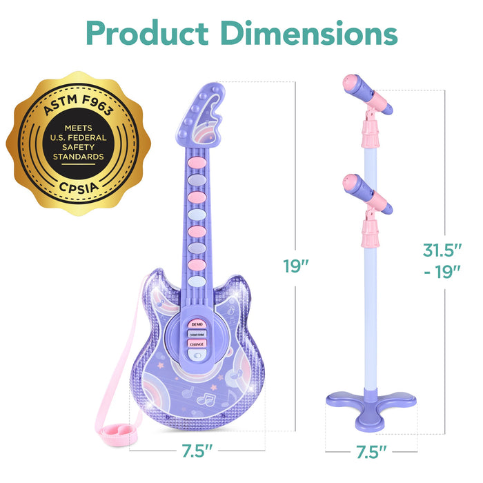 Jouet de guitare pour enfants avec microphone et support - 19 pouces