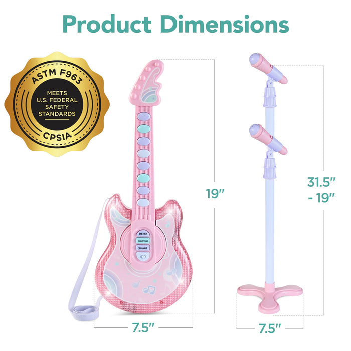 Jouet de guitare pour enfants avec microphone et support - 19 pouces