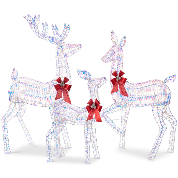 3-Piece Lighted Christmas Deer Set Outdoor Decor with LED Lights