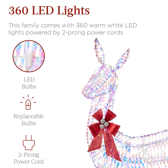 Ensemble de 3 cerfs de Noël illuminés pour décoration extérieure avec lumières LED