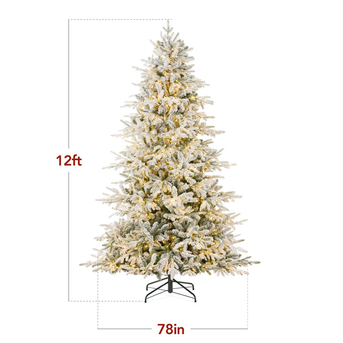 Sapin de Noël en tremble floqué pré-éclairé avec micro LED scintillantes 2 en 1