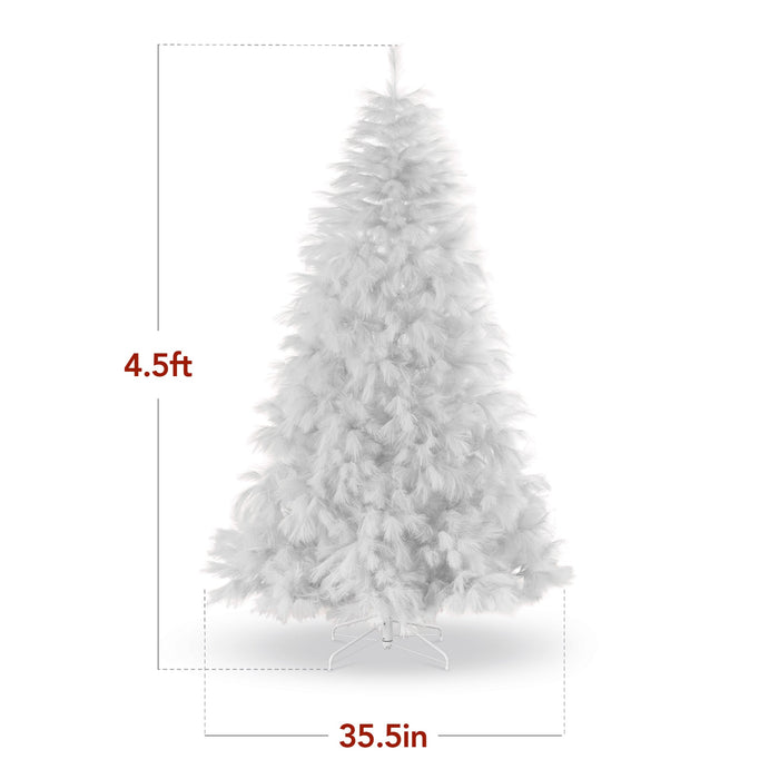 Premium Artificial White Pampas Christmas Tree w/ Foldable Metal Base