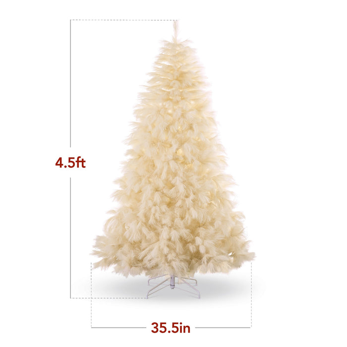 Premium Artificial Ivory Pampas Christmas Tree w/ Foldable Metal Base