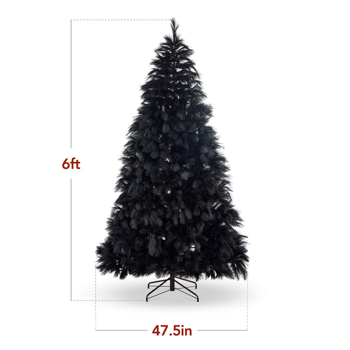 Premium Artificial Black Pampas Christmas Tree w/ Foldable Metal Base