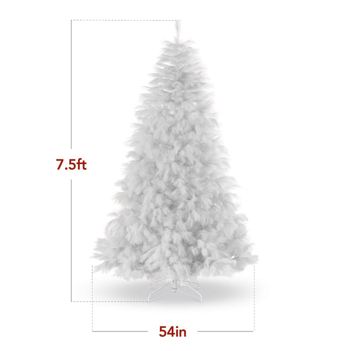 Premium Artificial White Pampas Christmas Tree w/ Foldable Metal Base