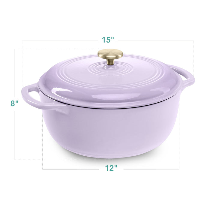 Cast-Iron Dutch Oven Kitchen Cookware w/ Enamel, Handles - 7.5qt