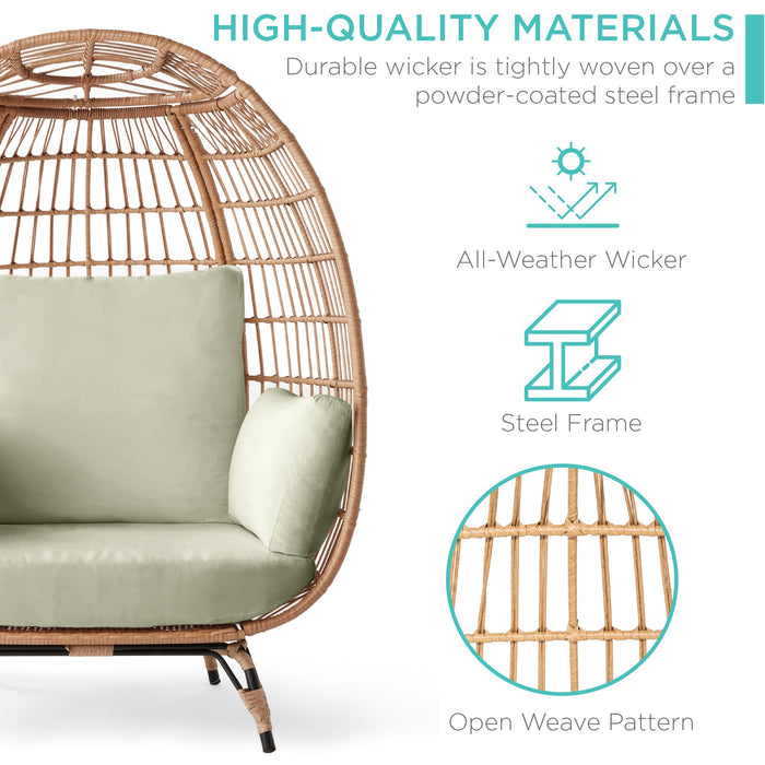 Wicker Egg Chair Oversized Indoor Outdoor Patio Lounger