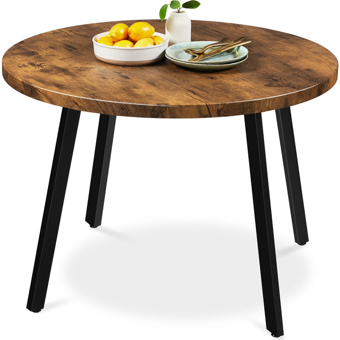 Mid-Century Modern Round Dining Table w/ Adjustable Feet - 35.5in