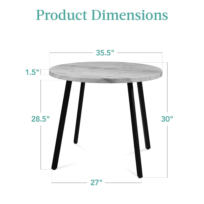 Mid-Century Modern Round Dining Table w/ Adjustable Feet - 35.5in