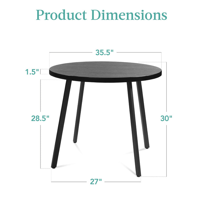 Mid-Century Modern Round Dining Table w/ Adjustable Feet - 35.5in