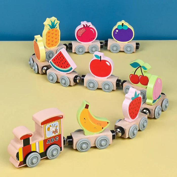 Colorful Wooden Train Set, Shape Learning