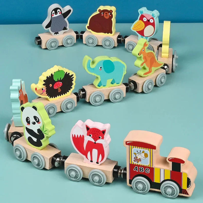 Colorful Wooden Train Set, Shape Learning