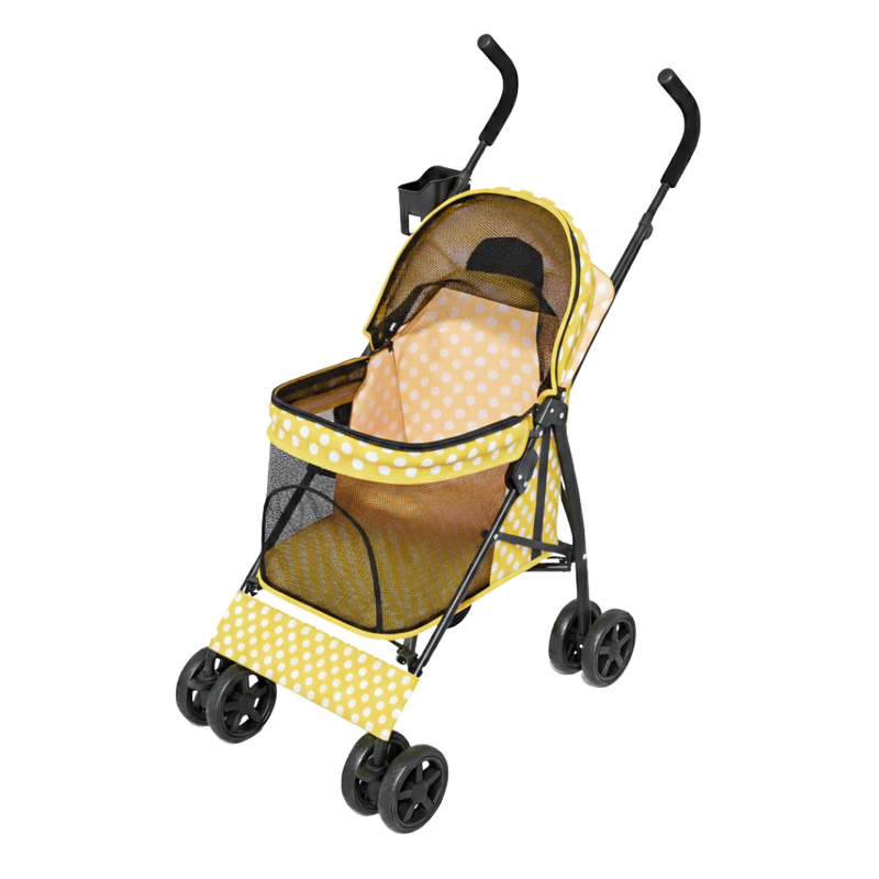 Small/Medium Pet Stroller with 4 Wheels, Sun Cover, Rear Pocket