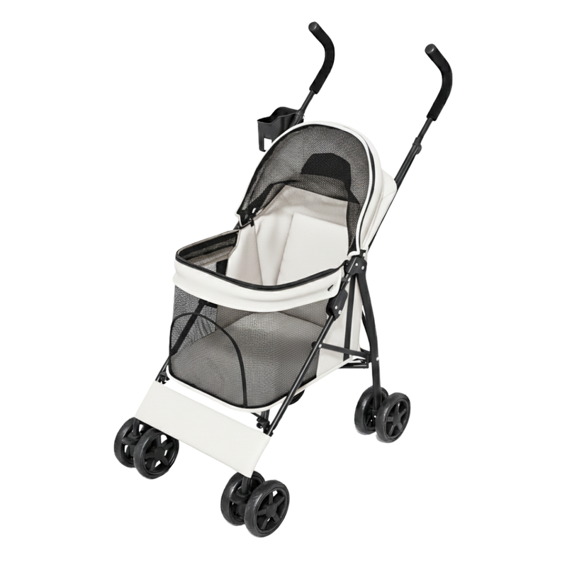 Small/Medium Pet Stroller with 4 Wheels, Sun Cover, Rear Pocket