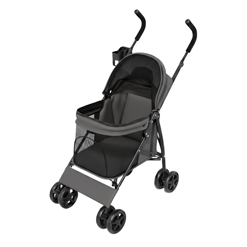 Small/Medium Pet Stroller with 4 Wheels, Sun Cover, Rear Pocket