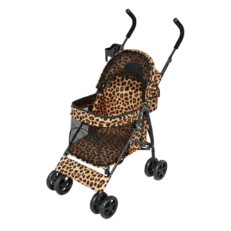 Small/Medium Pet Stroller with 4 Wheels, Sun Cover, Rear Pocket