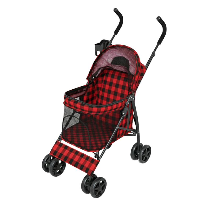Small/Medium Pet Stroller with 4 Wheels, Sun Cover, Rear Pocket