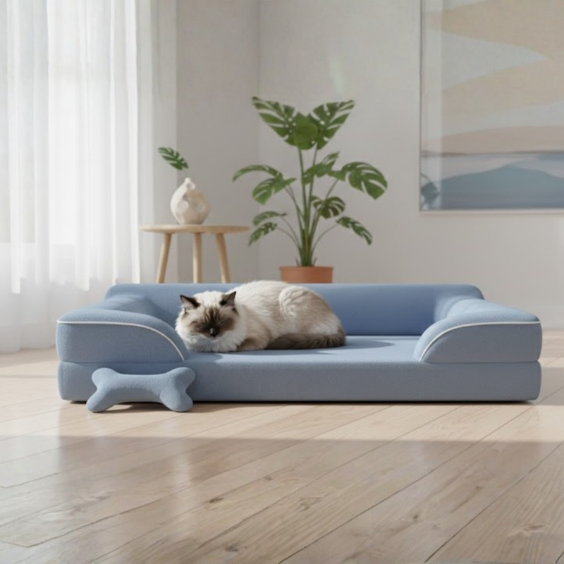Pet Sofa Couch Bed with Memory Foam Cushion and Washable Cover