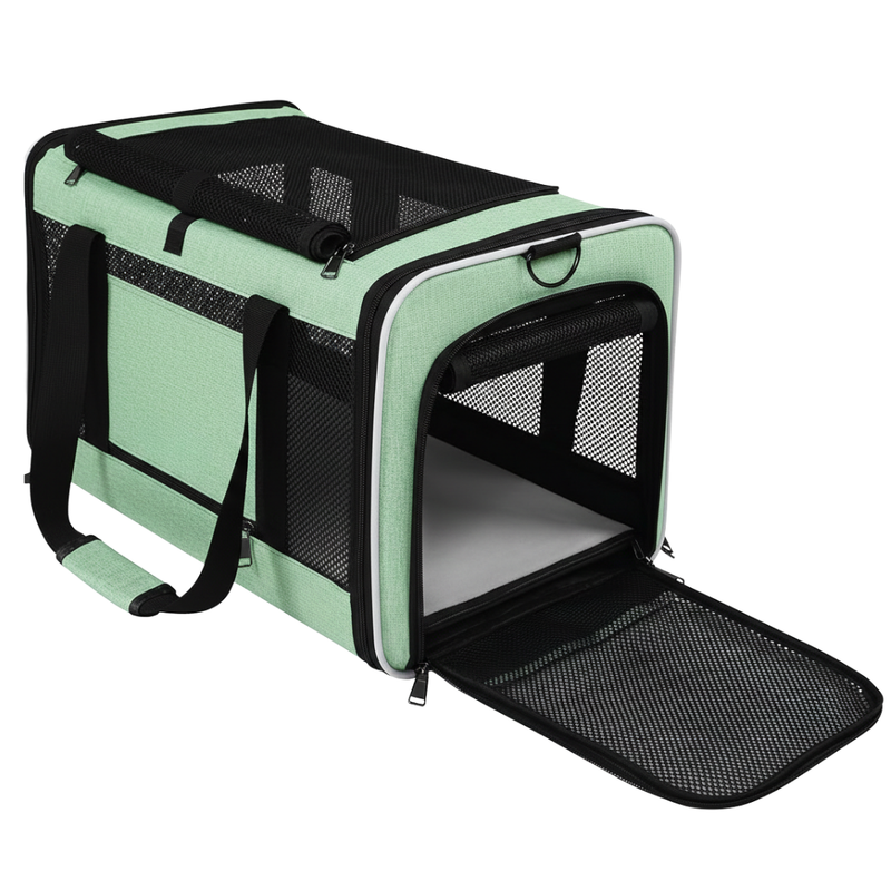 Soft Pet Carrier with Top & Side Entry, Mesh Panels, Foldable