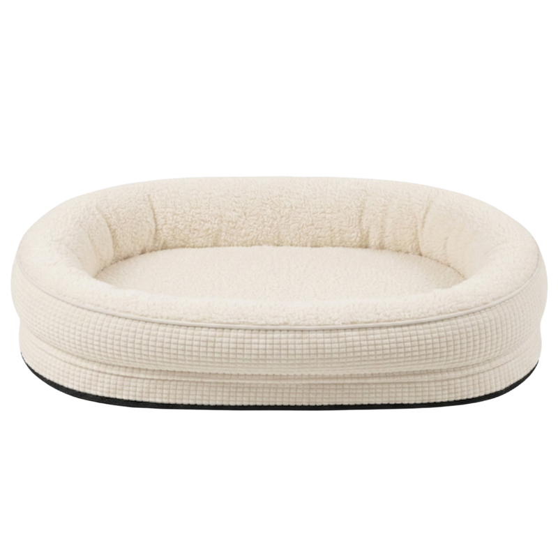 Pet Bed with Raised Bolster Edges and Zippered Removable Cover