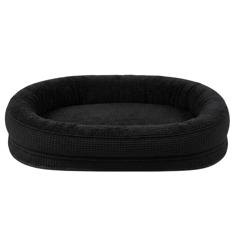 Pet Bed with Raised Bolster Edges and Zippered Removable Cover