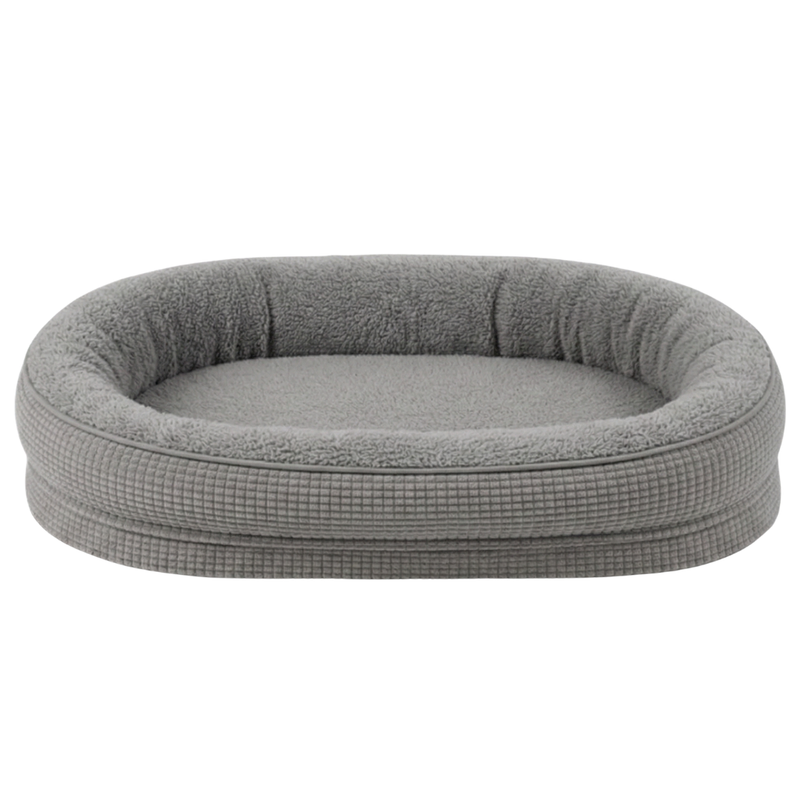 Pet Bed with Raised Bolster Edges and Zippered Removable Cover