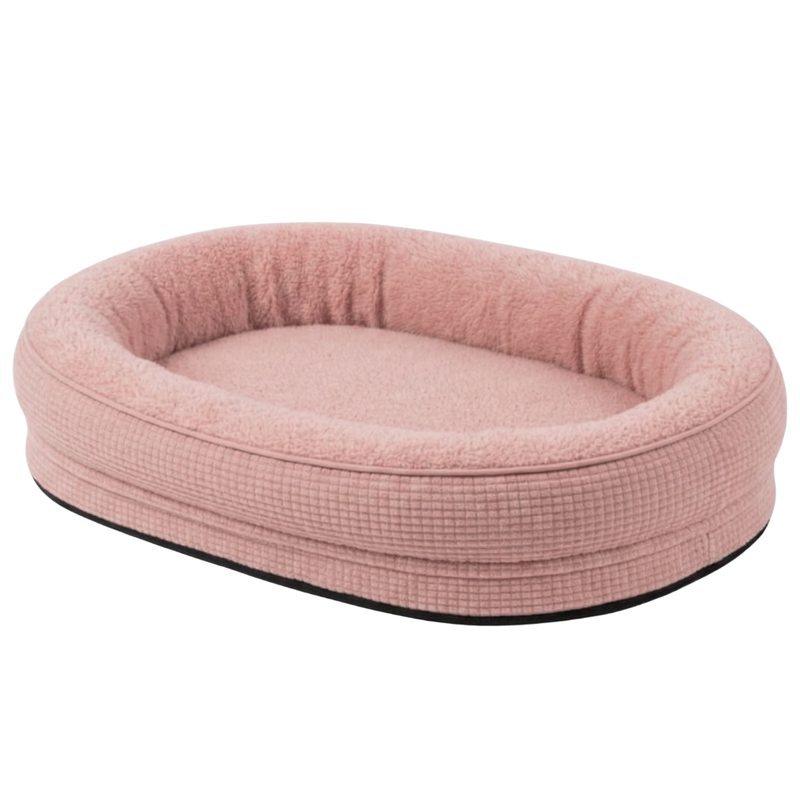Pet Bed with Raised Bolster Edges and Zippered Removable Cover