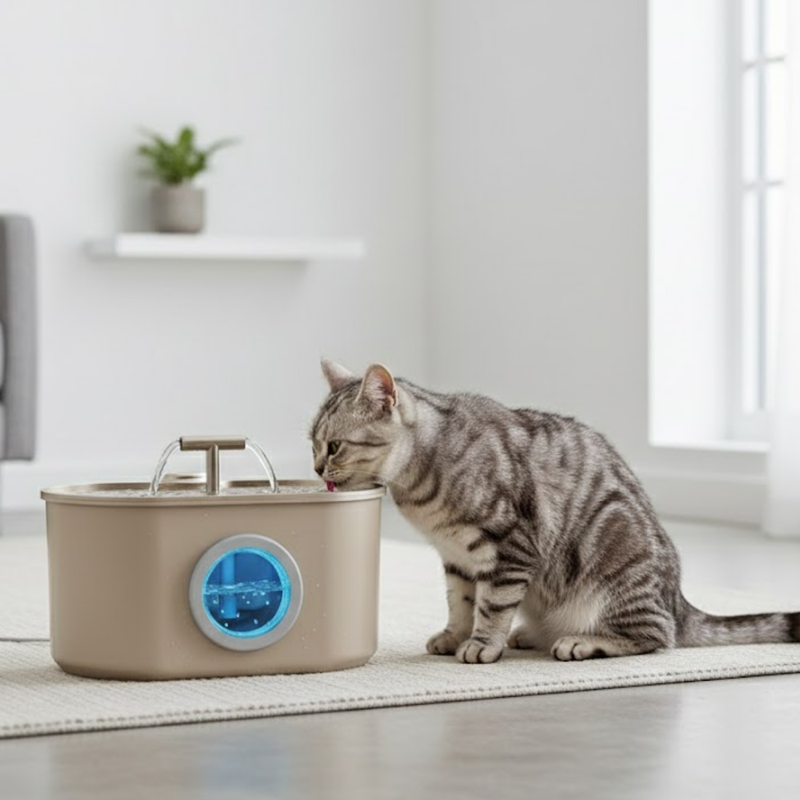 Stainless Steel Pet Water Fountain 2.2L, Automatic Water Dispenser