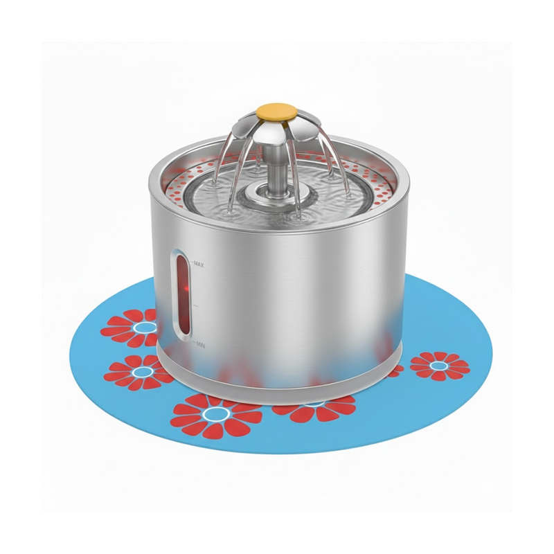 Stainless Steel Water Fountain 2.4L for Cats & Dogs with LED Light