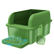 XL Cat Litter Box with Stainless Steel Pan, High Sides, Scoop