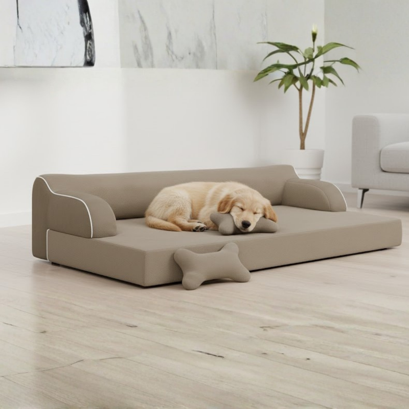 XL Pet Bed with Cooling Memory Foam, Washable Cover, and Bolsters