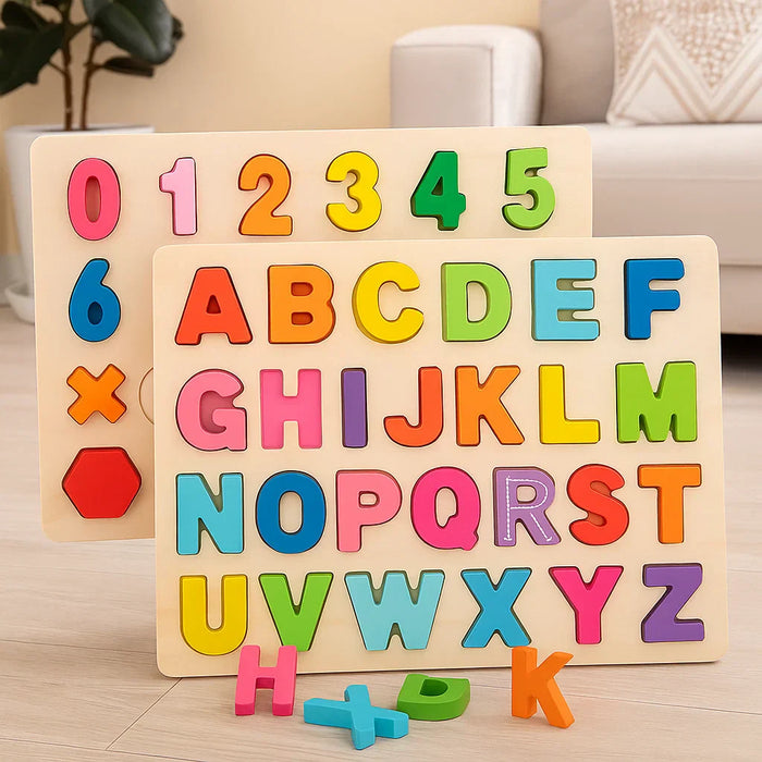 Colorful Wooden Educational Toy, Engaging 3D Letter Puzzle