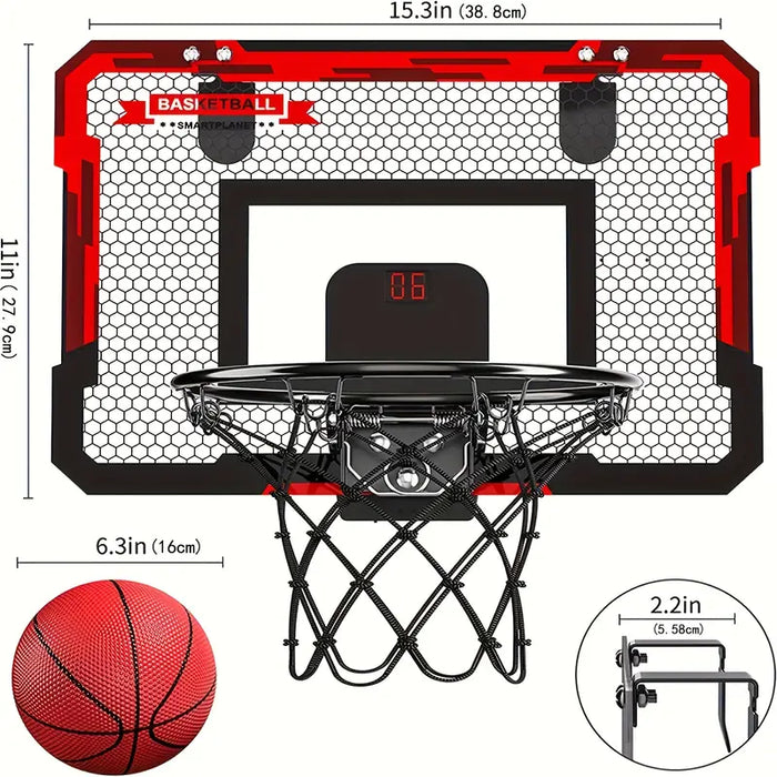 Electronic Mini Basketball Hoop, Interactive Scoreboard